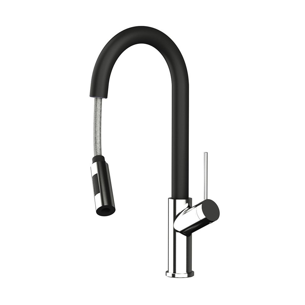 Orabella by Armando Vicario Edge - Single lever kitchen mixer with pull out spray with 2 exits and a brazen matt spout