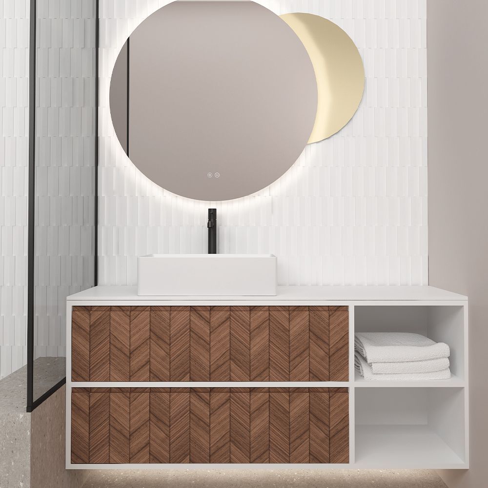 Orabella Double Drawer with shelf 100|120|140 - Κρεμαστό Έπιπλο Μπάνιου