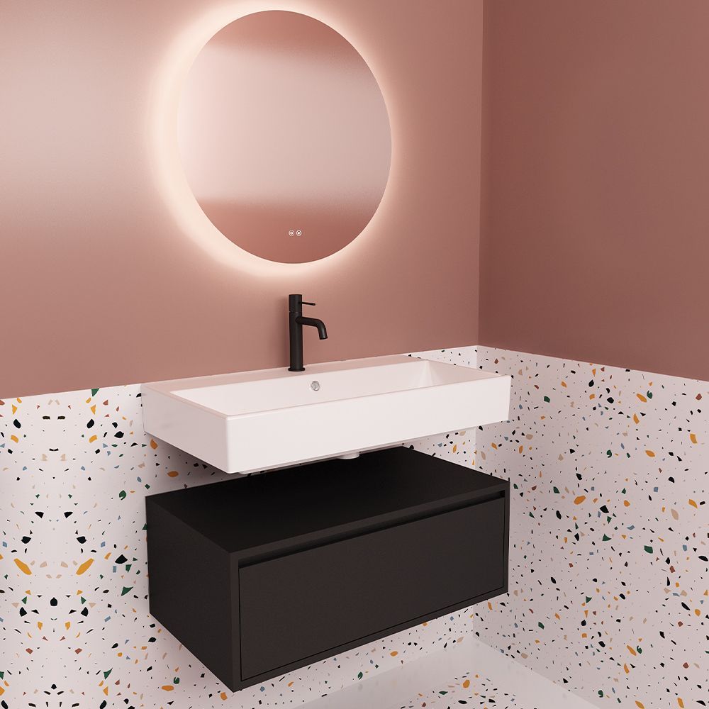 Orabella Drawer Amabile 80 - Κρεμαστό Έπιπλο Μπάνιου με πορσελάνινο νιπτήρα Tecla