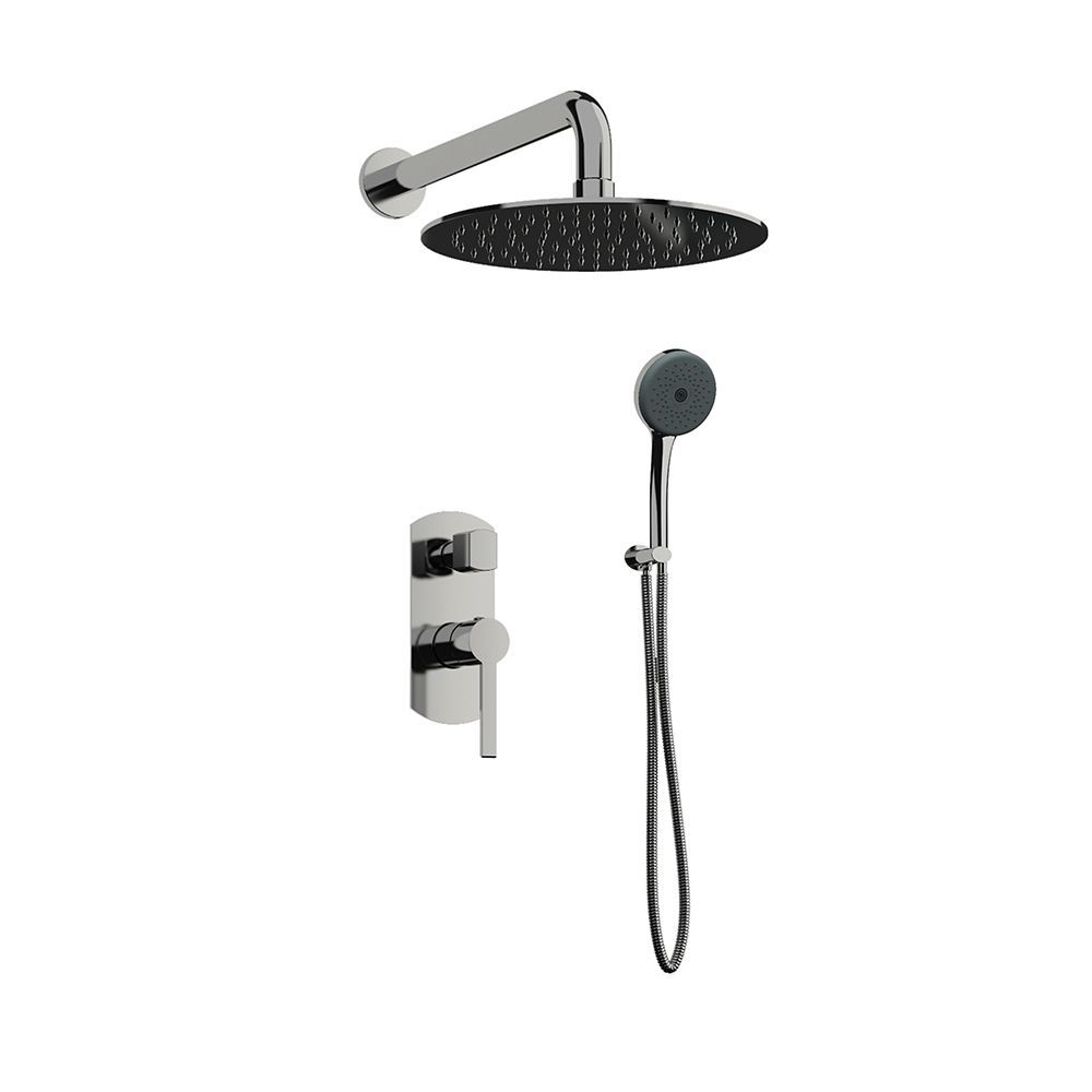 Orabella Elegance - Shower set εντοιχισμού με Μπαταρία λουτρού, εντοιχισμού 2 σημείων, κεφαλή Φ250 με βραχίονα και τηλέφωνο ντουζ με σπιράλ και επιτοίχειο στήριγμα C/B