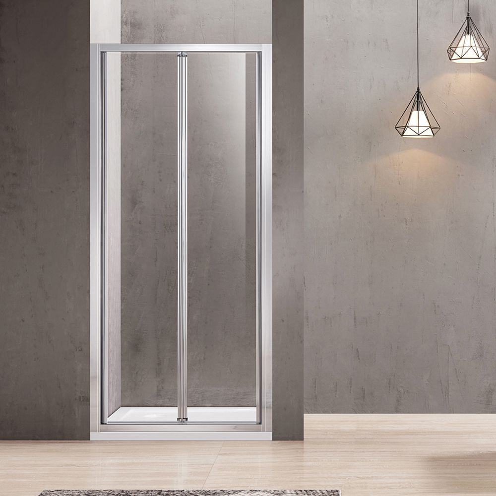 Orabella Fusion H180/190 - Reversible linear pivot door shower enclosure Folding Shower Door with a fixed side panel