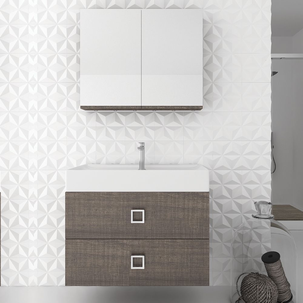 Orabella Mood|Amabile|Touch 80 - Wall hung bathroom furniture with porcelain Tecla washbasin