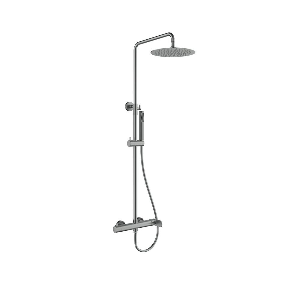 Orabella Oval Gun metal light - Shower column with a circular shower head Ø250