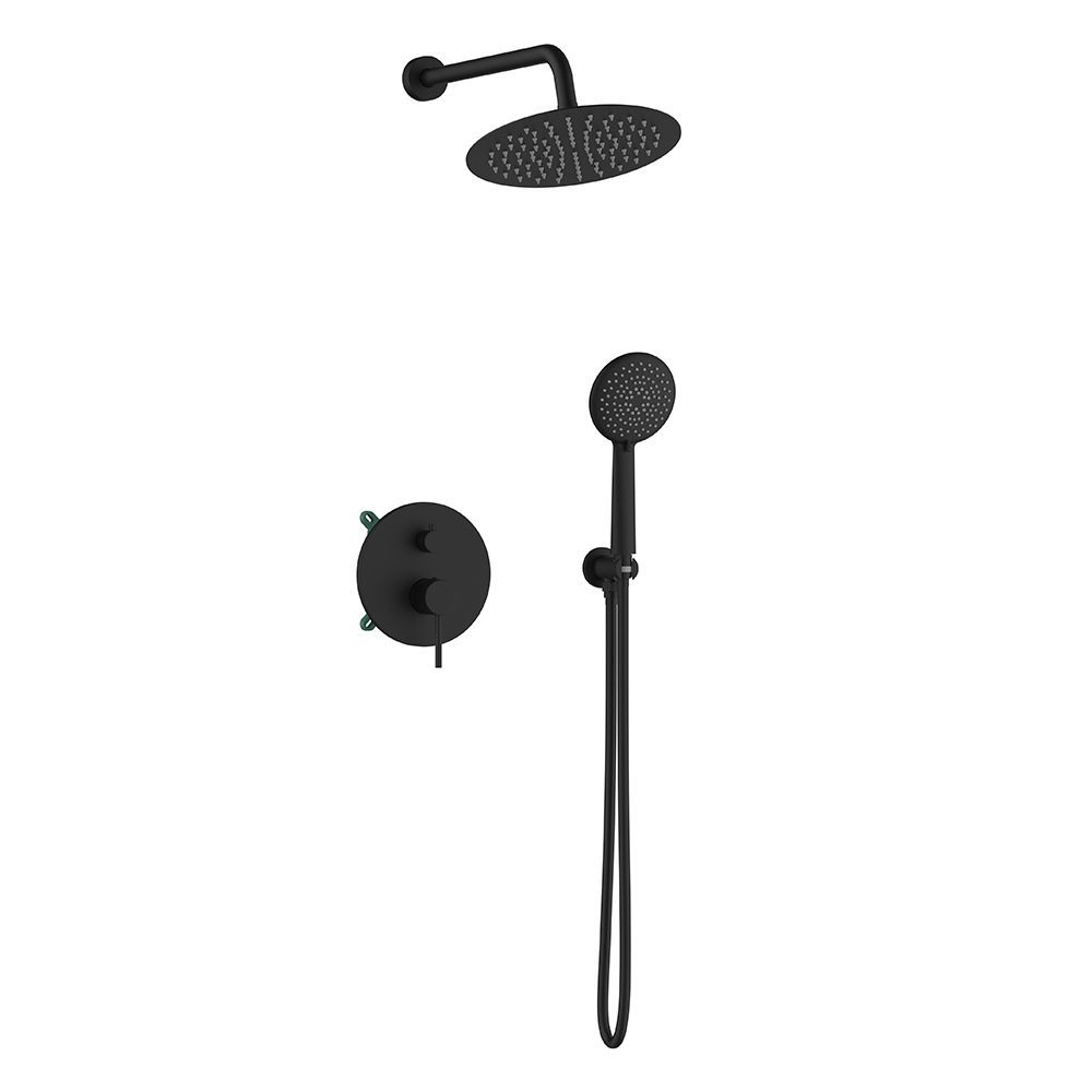 Orabella Preciosa Black matt - Shower set εντοιχισμού με Μπαταρία λουτρού, εντοιχισμού 2 σημείων, κεφαλή Φ250 με βραχίονα και τηλέφωνο ντουζ με σπιράλ και επιτοίχειο στήριγμα