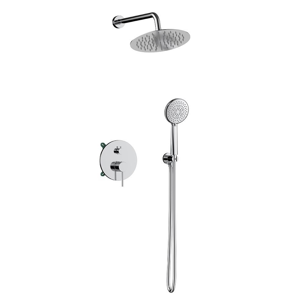 Orabella Preciosa - Shower set εντοιχισμού με Μπαταρία λουτρού, εντοιχισμού 2 σημείων, κεφαλή Φ250 με βραχίονα και τηλέφωνο ντουζ με σπιράλ και επιτοίχειο στήριγμα σε διάφορα χρώματα