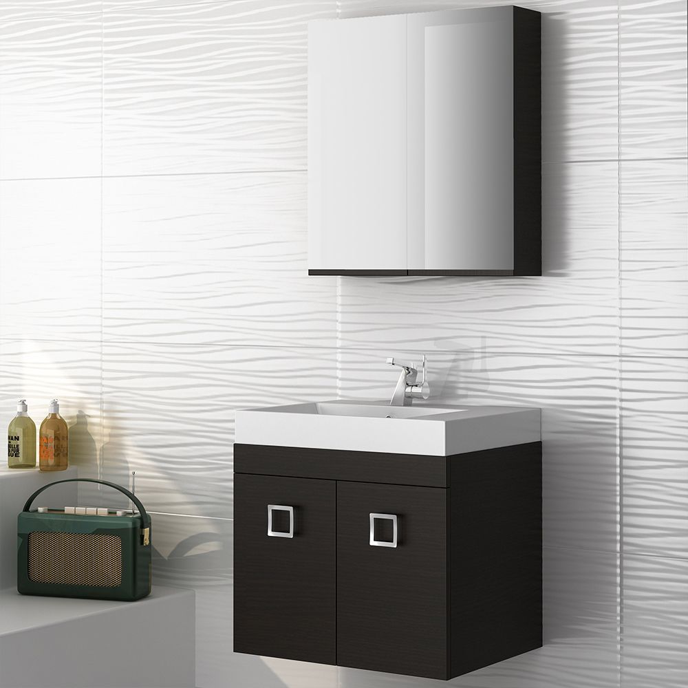 Orabella Raven 60 - Wall hung bathroom furniture with porcelain Olympia washbasin