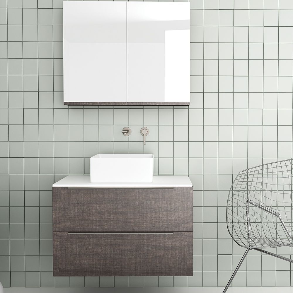 Orabella Solid Surface 80 - Wall hung bathroom furniture for countertop washbasin