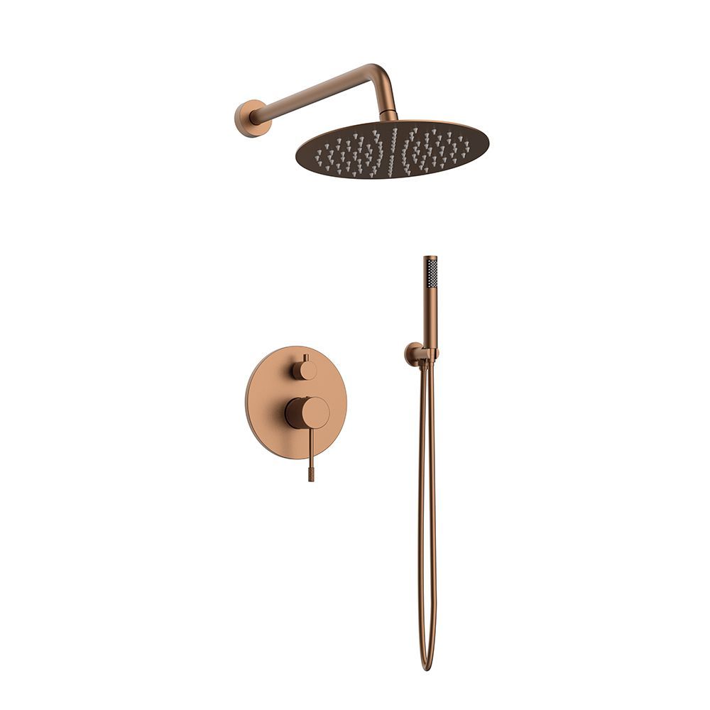 Orabella Terra Rose gold - Concealed Shower set with a concealed 2 way bath shower mixer, a shower head Ø250 with an extention arm and a raindance 3 jet hand shower with a flex hose and a shower holder