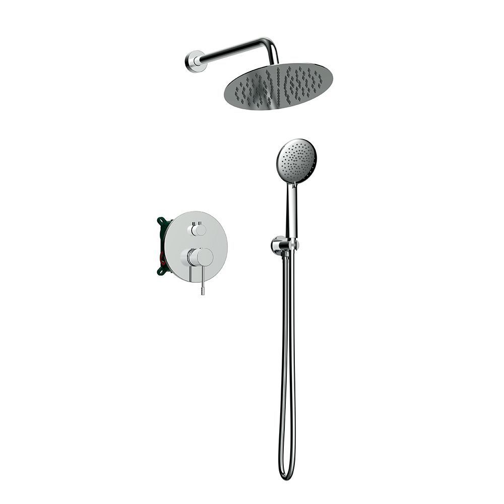 Orabella Terra - Shower set εντοιχισμού με Μπαταρία λουτρού, εντοιχισμού 2 σημείων, κεφαλή Φ250 με βραχίονα και τηλέφωνο ντουζ με σπιράλ και επιτοίχειο στήριγμα