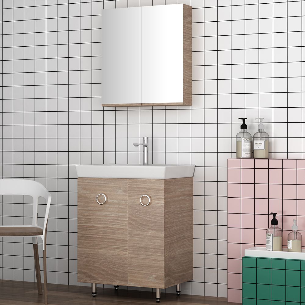 Orabella Vanity 65 Long - Floor standing bathroom furniture with porcelain Ege washbasin