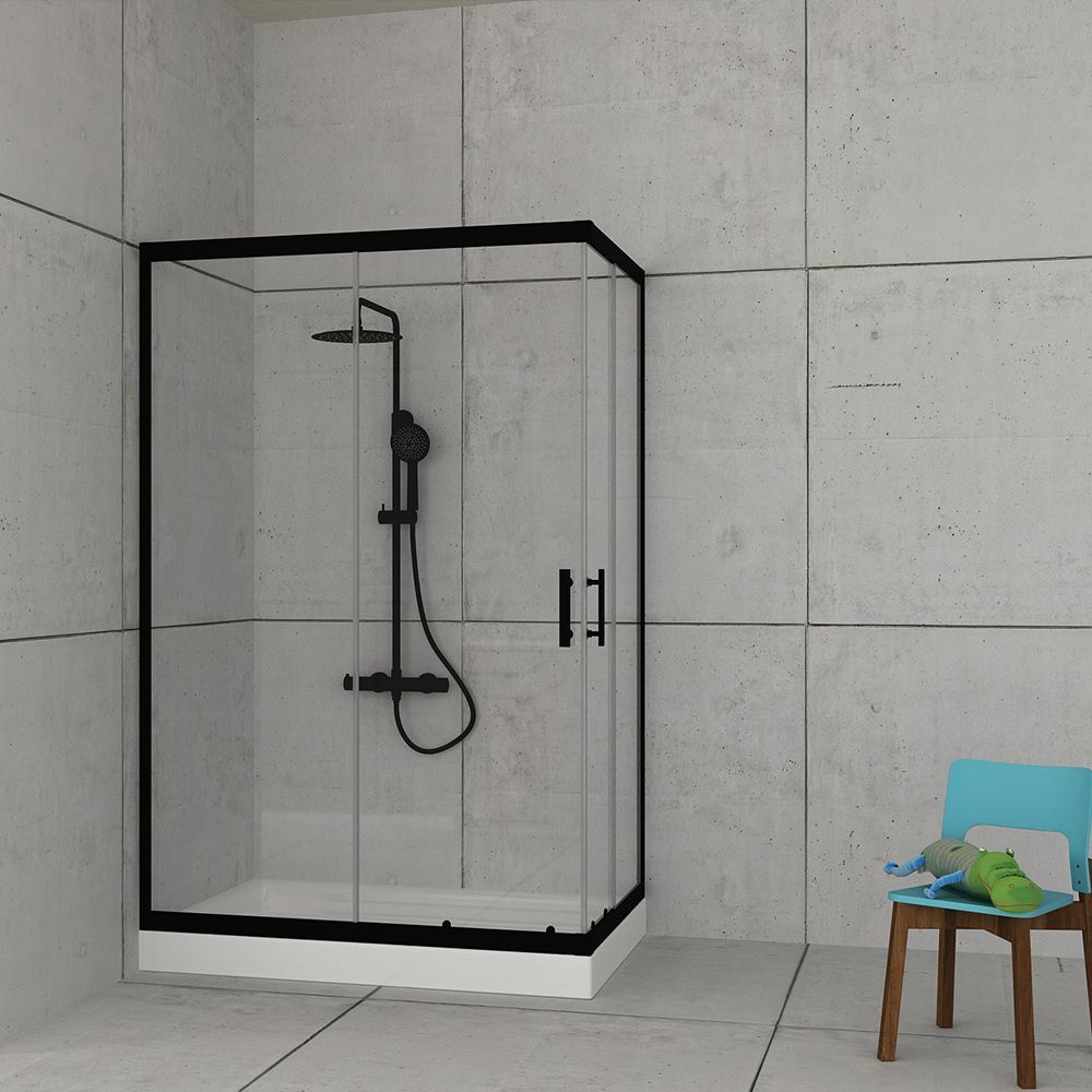Stardust Easy Fix Black matt Corner Entry 80X150 cm