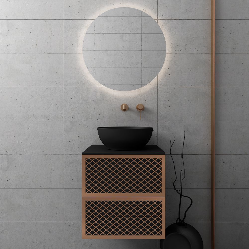 Base Wire 50 Black with two tiltable doors and a Gold profile