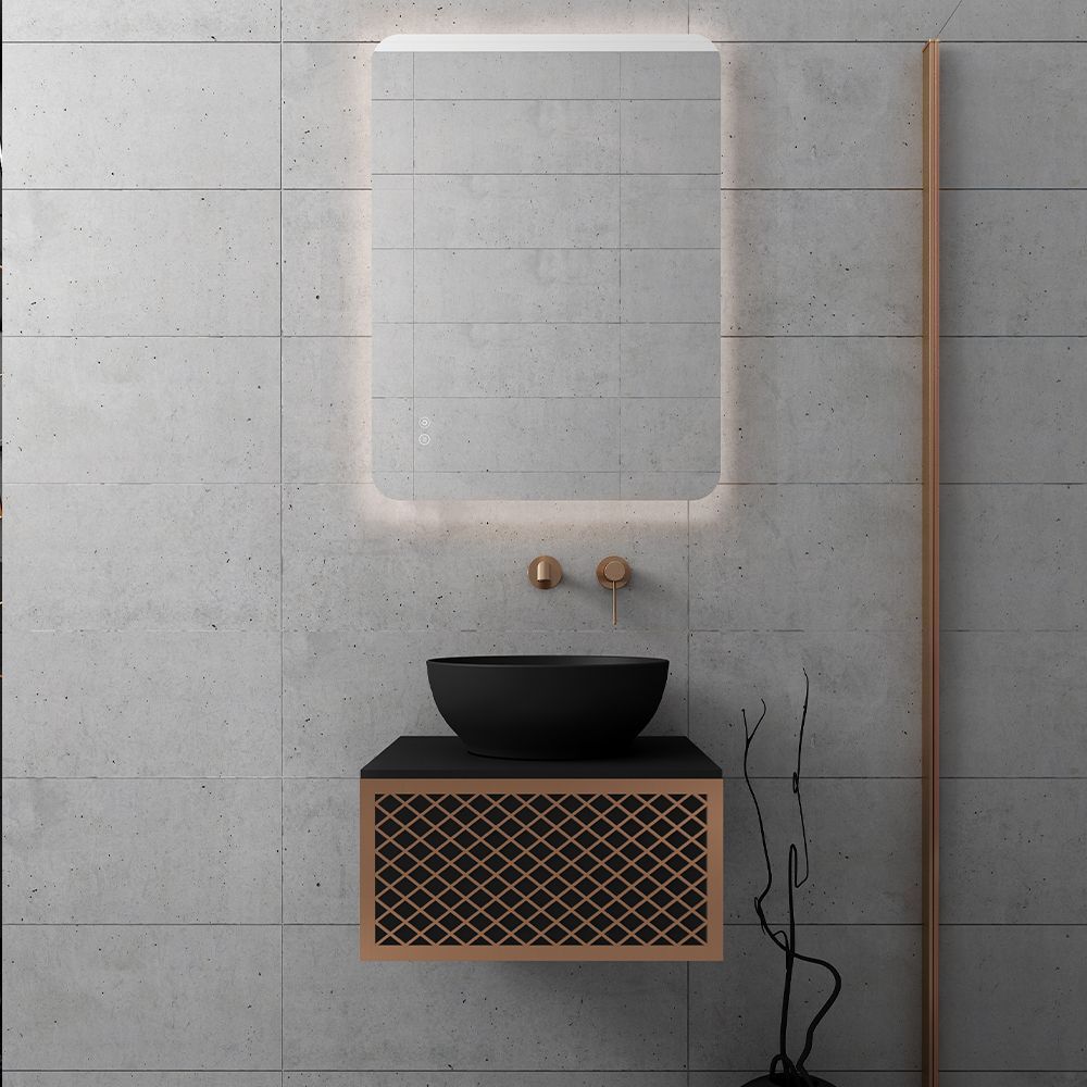 Βάση Wire Μαύρη 50 με ανακελινόμενο πορτάκι και Χρυσο ροζε προφίλ