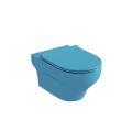 Olympia Clear Rimless Turquoise Matt - Wall Hung Toilet Basin