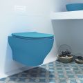 Olympia Clear Rimless Turquoise Matt - Wall Hung Toilet Basin