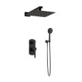 Orabella Elegance Black matt - Concealed Shower set with a concealed 2 way bath shower mixer, a shower head 250X250 with an extention arm and a raindance 3 jet hand shower with a flex hose and a shower holder