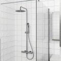 Orabella Marea Gun metal light - Shower column with a circular shower head Ø250