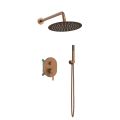 Orabella Marea Rose gold - Shower set εντοιχισμού με Μπαταρία λουτρού, εντοιχισμού 2 σημείων, κεφαλή Φ250 με βραχίονα και τηλέφωνο ντουζ με σπιράλ και επιτοίχειο στήριγμα