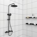 Orabella Oval Black matt - Shower column with a circular shower head Ø250