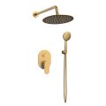 Orabella Oval Brushed gold - Concealed Shower set with a concealed 2 way bath shower mixer, a shower head Ø250 with an extention arm and a raindance 5 function hand shower with a flex hose and a shower holder