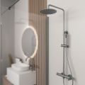 Orabella Oval Gun metal light - Shower column with a circular shower head Ø250