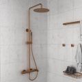 Orabella Oval Rose gold - Shower column with a circular shower head Ø250