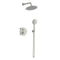 Orabella Preciosa Brushed nickel - Concealed Shower set with a concealed 2 way bath shower mixer, a shower head Ø250 with an extention arm and a raindance 5 function hand shower with a flex hose and a shower holder