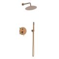 Orabella Preciosa Brushed rose gold - Shower set εντοιχισμού με Μπαταρία λουτρού, εντοιχισμού 2 σημείων, κεφαλή Φ250 με βραχίονα και τηλέφωνο ντουζ με σπιράλ και επιτοίχειο στήριγμα