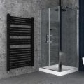 Orabella Saloon - Linear double pivot door shower enclosure with a fixed side panel