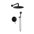 Orabella Terra Black matt - Concealed Shower set with a concealed 2 way bath shower mixer, a shower head Ø250 with an extention arm and a raindance 3 jet hand shower with a flex hose and a shower holder