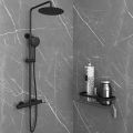 Orabella Terra Black matt - Shower column with a circular shower head Ø250