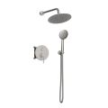 Orabella Terra Brushed nickel - Concealed Shower set with a concealed 2 way bath shower mixer, a shower head Ø250 with an extention arm and a raindance 3 jet hand shower with a flex hose and a shower holder