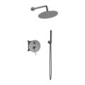 Orabella Terra Gun Metal Light - Concealed Shower set with a concealed 2 way bath shower mixer, a shower head Ø250 with an extention arm and a raindance 3 jet hand shower with a flex hose and a shower holder