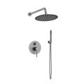 Orabella Terra Gun Metal Light - Concealed Shower set with a concealed 2 way bath shower mixer, a shower head Ø250 with an extention arm and a raindance 3 jet hand shower with a flex hose and a shower holder