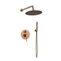 Orabella Terra Rose gold - Concealed Shower set with a concealed 2 way bath shower mixer, a shower head Ø250 with an extention arm and a raindance 3 jet hand shower with a flex hose and a shower holder