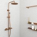Orabella Terra Rose Gold - Shower column with a circular shower head Ø250