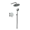 Orabella Terra - Shower set εντοιχισμού με Μπαταρία λουτρού, εντοιχισμού 2 σημείων, κεφαλή Φ250 με βραχίονα και τηλέφωνο ντουζ με σπιράλ και επιτοίχειο στήριγμα