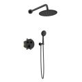 Orabella Terra|Preciosa Black matt - Brazen thermostatic, press button shower set with a circular shower head Ø250