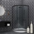 Vitalia Angolo Easy Fix Fabric Black matt H200 90X90 cm - Quadrant shower enclosure