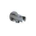 Circular shower holder with watersupply elbow shower outlet Gun metal light