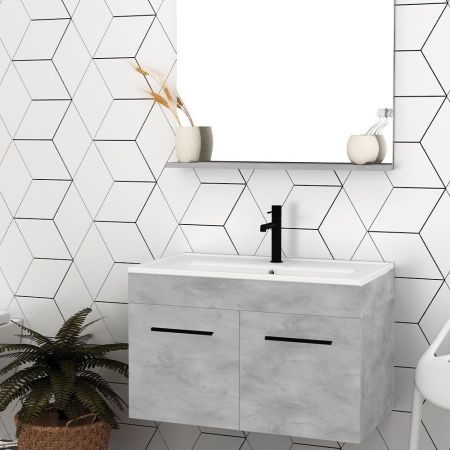 Orabella Lagina 80 - Wall hung bathroom furniture with porcelain Ege washbasine