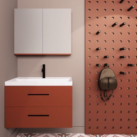 Orabella Nova 81 - Κρεμαστό Έπιπλο Μπάνιου με πορσελάνινο νιπτήρα Orabella