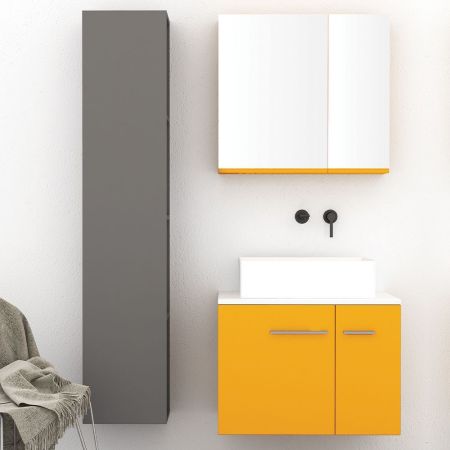 Orabella Solid Surface 70 - Wall hung bathroom furniture for countertop washbasin